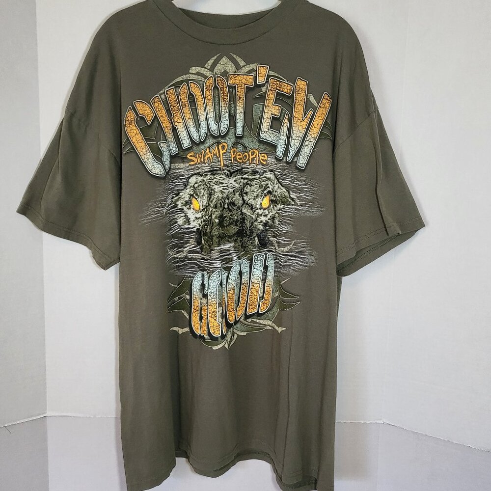 Swamp People Men's "Choot 'Em" T Shirt Size 2XL Olive Green